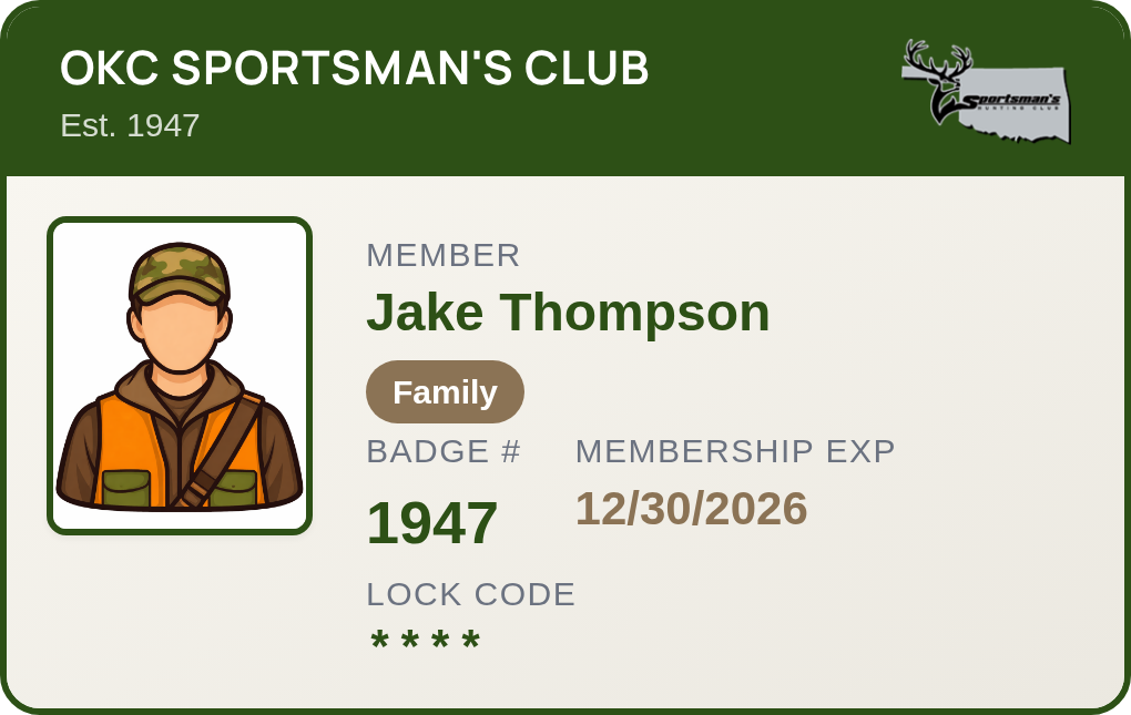 Digital member ID and car hanger screenshot